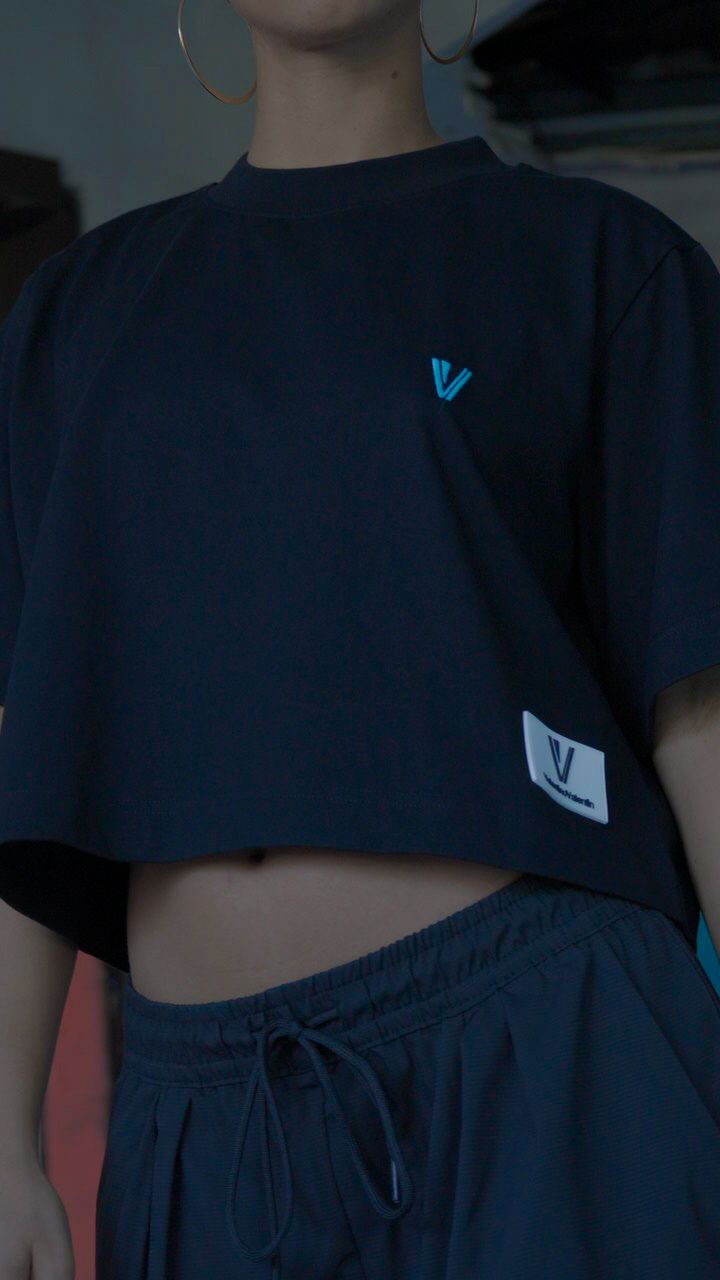 Blue Shiny Crop Top